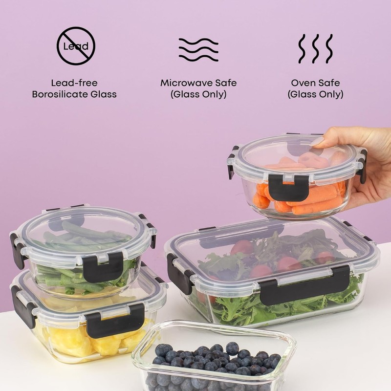 Borosilicate Glass Storage Containers Set - 24PC Airtight Meal Prep Tupperware gallery