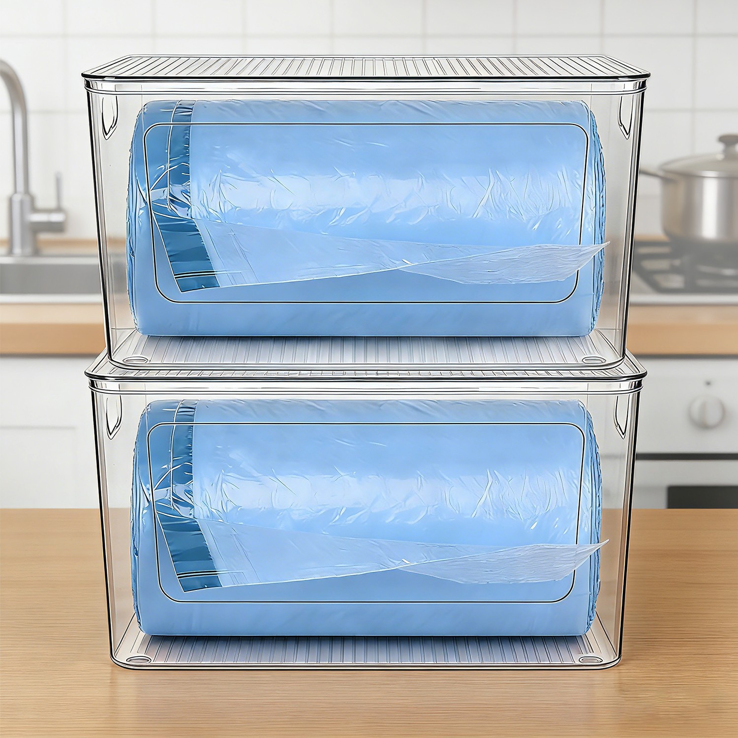 2 Pack Trash Bag Holder, Stackable Garbage Bag Dispenser for 13/30/33 Gallon Bag gallery