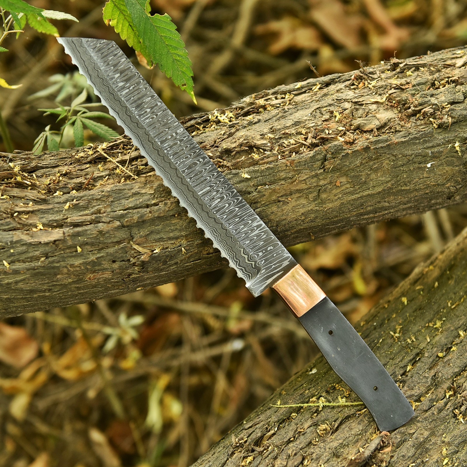 12" HAND FORGED DAMASCUS STEEL CHEF BREAD KNIFE MAKE YOUR OWN HANDLE 1572 gallery