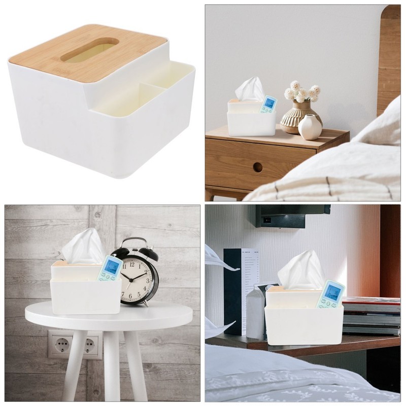 Plastic Home Tissue Box Holder White for Living Room Kitchen and Office gallery