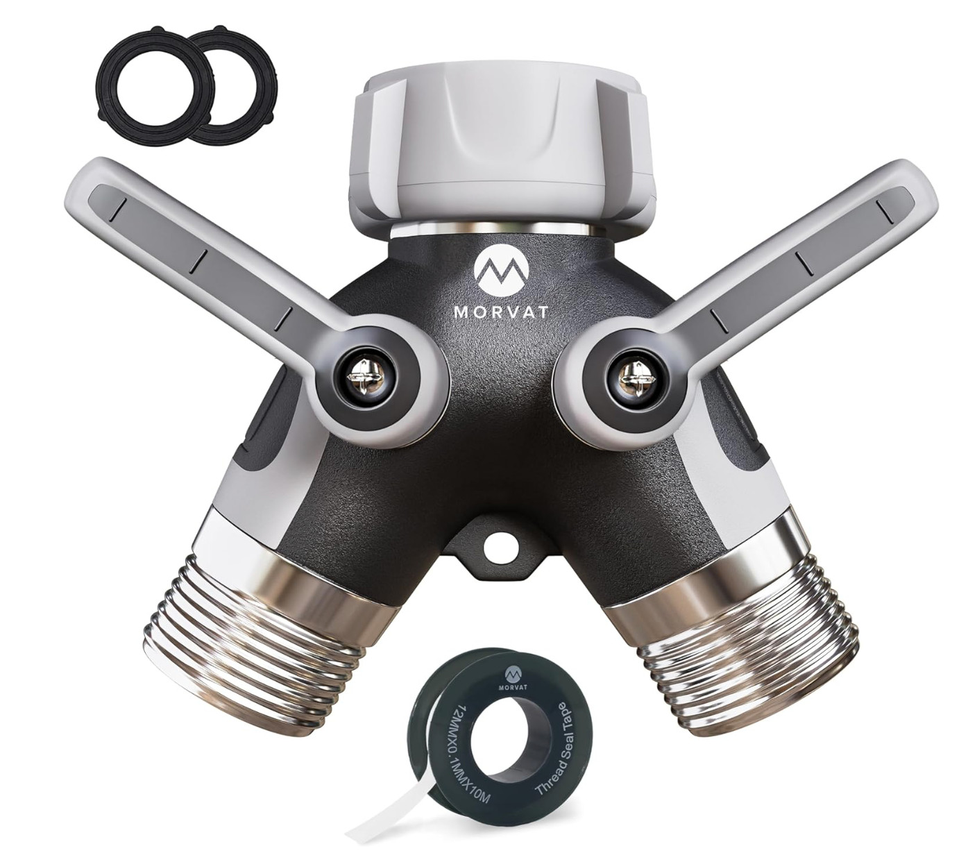 2 Pack Morvat 2-Way Garden Hose Splitter Heavy Duty Y Connector w/ Valves gallery