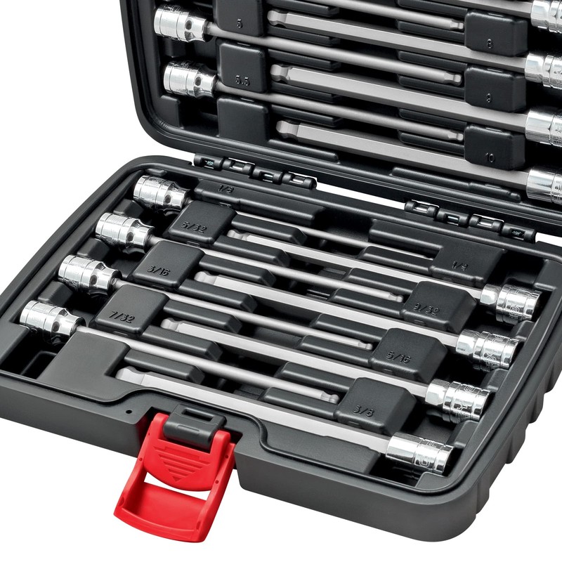 CARBYNE Extra Long Ball End Hex Bit Socket Set - 18 Piece - SAE & Metric gallery