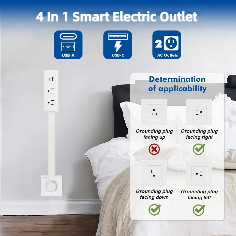 Electrical Outlet Expander Power Socket Rotating Extender Sofas Nightstands Desk gallery