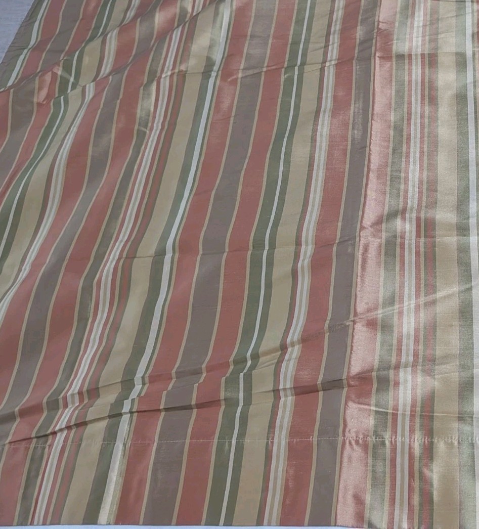 2 pc Pottery Barn Silk Drapery Panels Curtain Striped Terracotta Lined 50X96" gallery
