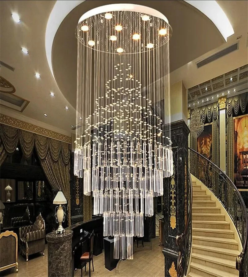 Luxury Ceiling Light Chandelier Crystal Rain Drop Spiral Pendant Lamp Lighting gallery