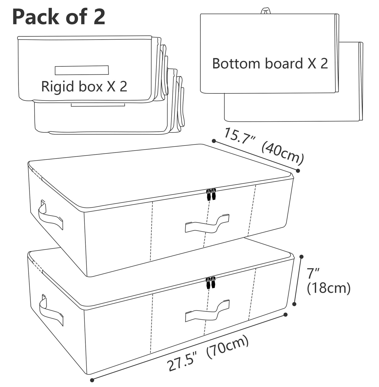 iwill CREATE PRO Pack of 2, Collapsible Rigid Storage Baskets for Underbed Or... gallery