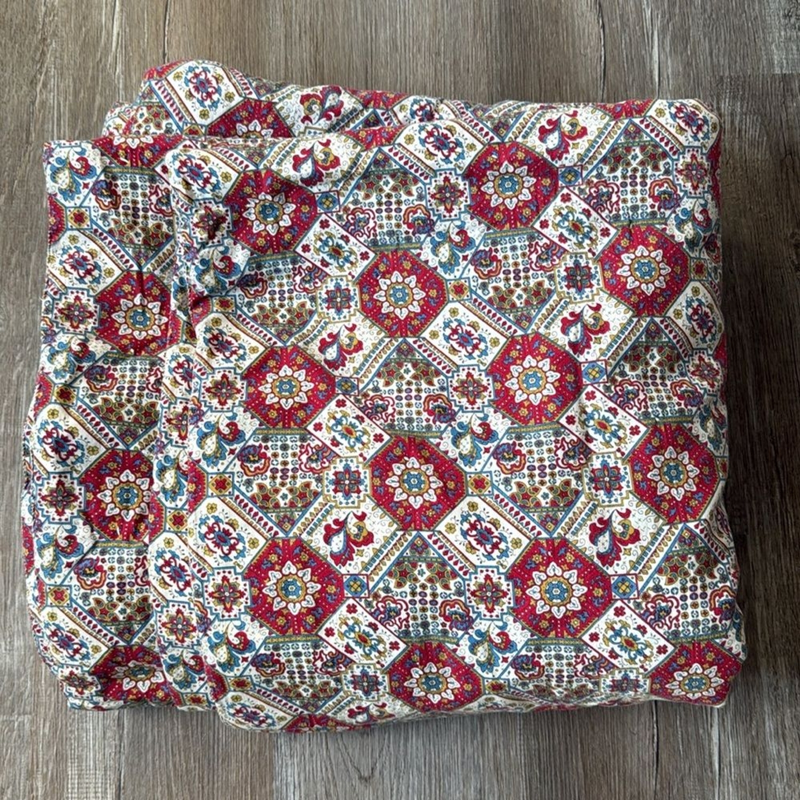 VTG Paisley Pattern Quilt Heavy Blanket Multi Color Boho Hippie Blanket Large gallery