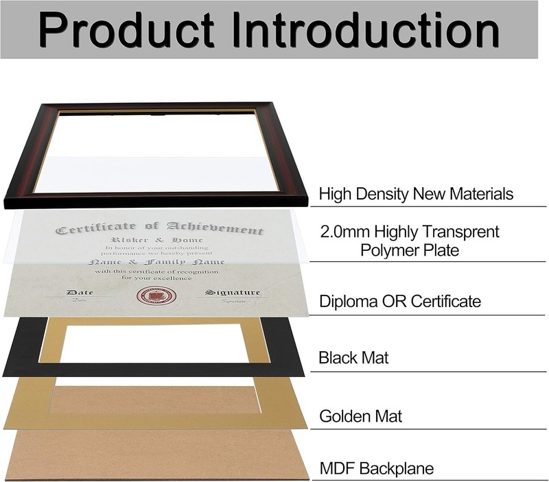 8.5x11 Diploma Frames with Mat, Classic Cherry Wood, 8.5x11 or 11x14 Inch - D... gallery