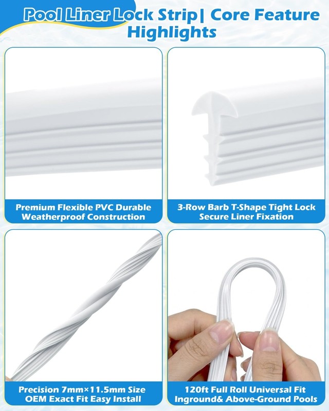 120ft Plastic Swimming Pool Liner Lock Beaded Wedge T-Shape - Durable & Easy Ins gallery