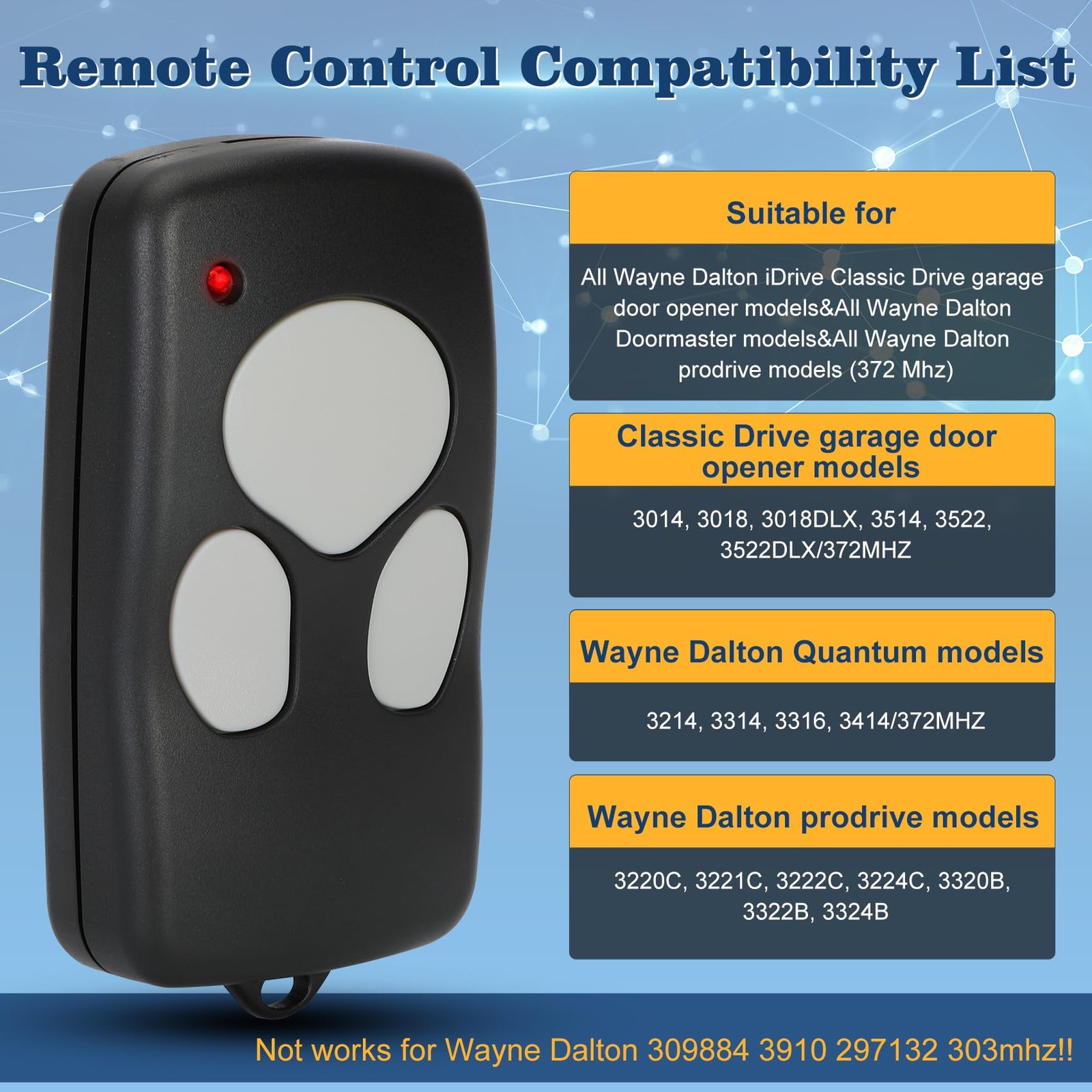 3 Pack Garage Door Remote Opener for Wayne Dalton Drive Classic Quantum Pro-Driv gallery