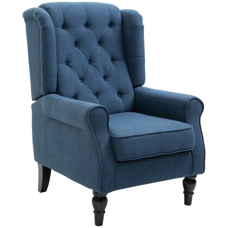Button-Tufted Accent Chair with High Wingback, Rounded Cushioned Armrests gallery