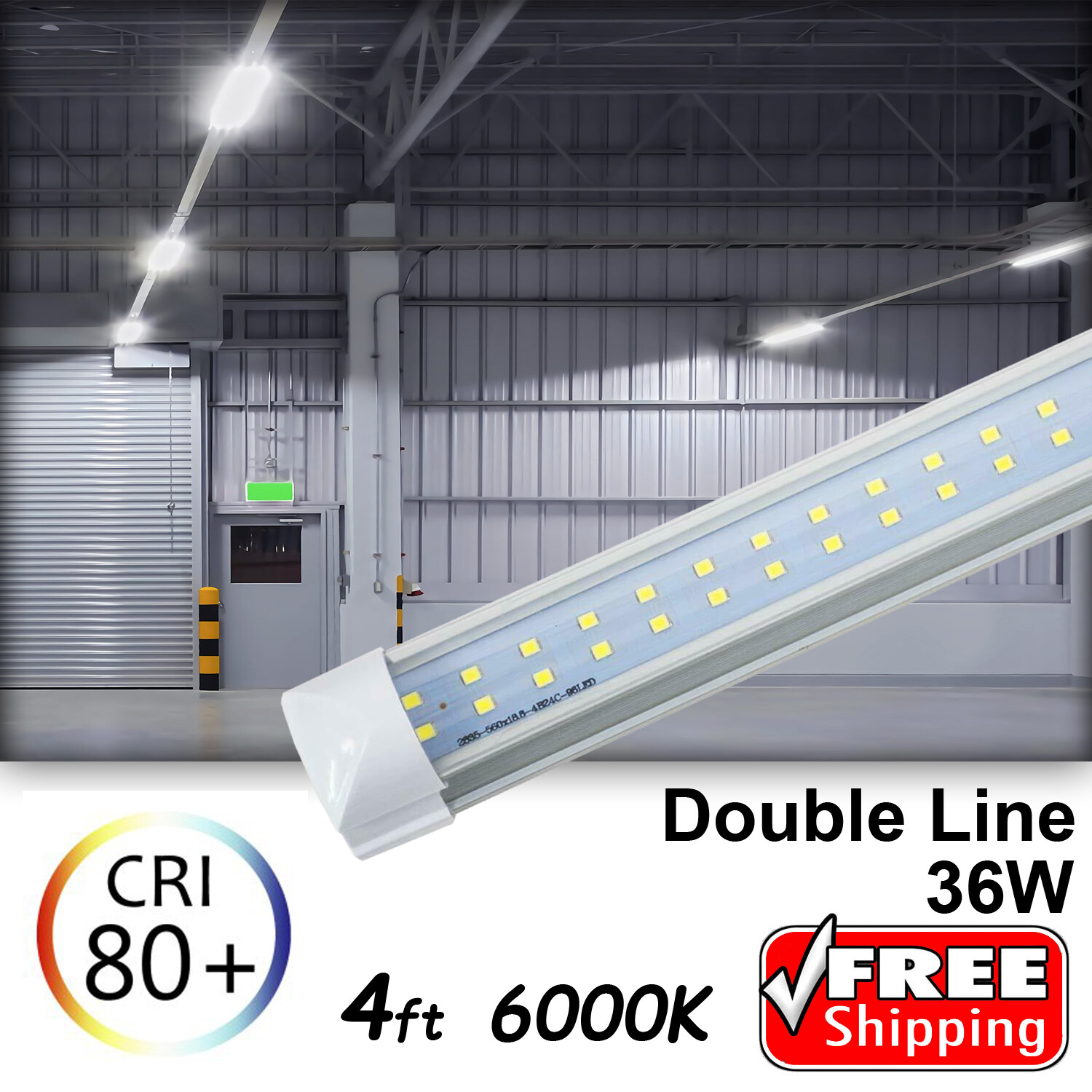 10-100 PACK LED INTEGRATED 4FT T8 Tube Light Bulbs 36W 6500K Double Line CLEAR gallery