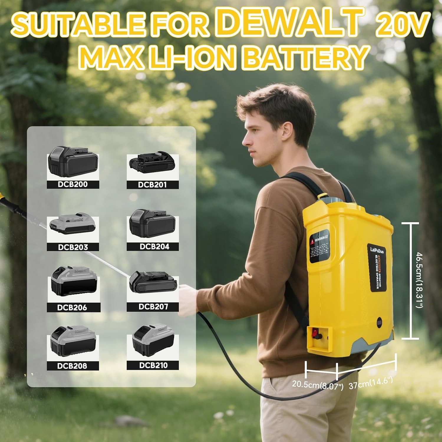 5.3 Gal Backpack Sprayer 100 PSI for DeWalt 20V Battery gallery