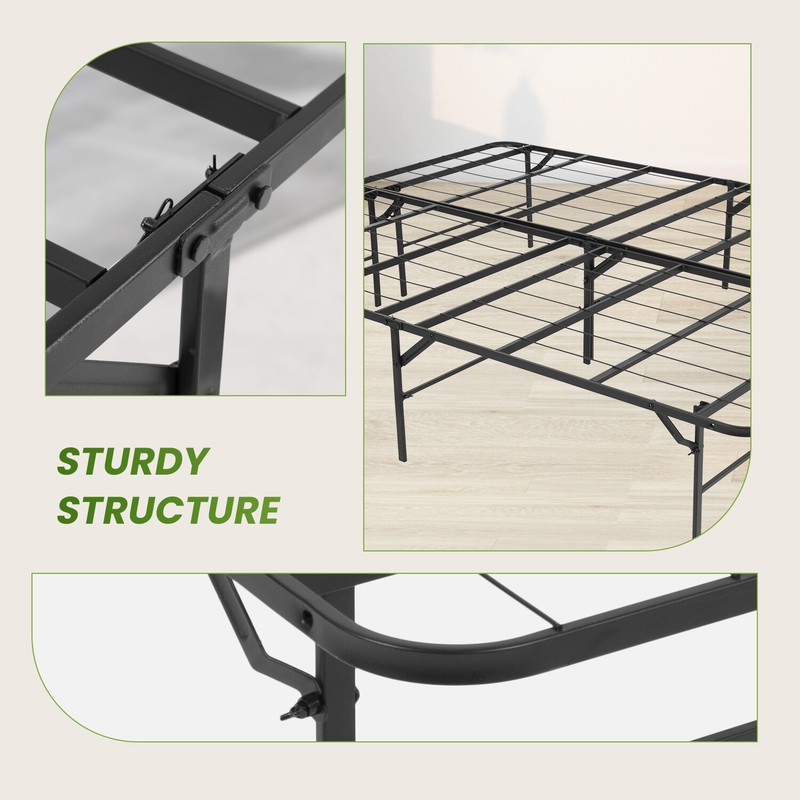 Metal Bed Frame Foldable Metal Platform Mattress Foundation 1000lbs Steel Slat gallery