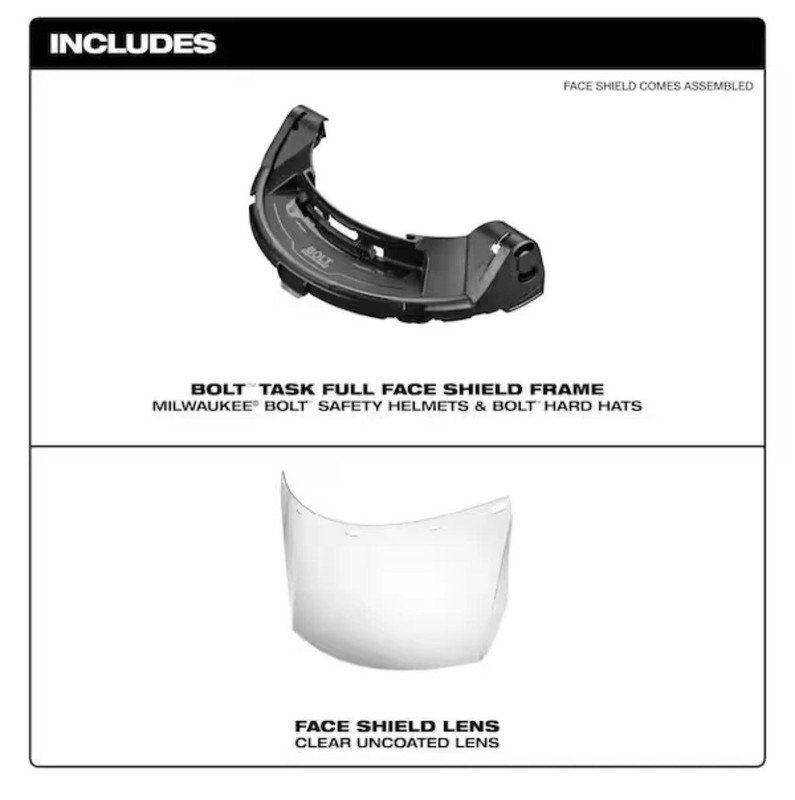 Milwaukee Bolt Task Full Face Shield - Clear Uncoated Lens (Opened) gallery