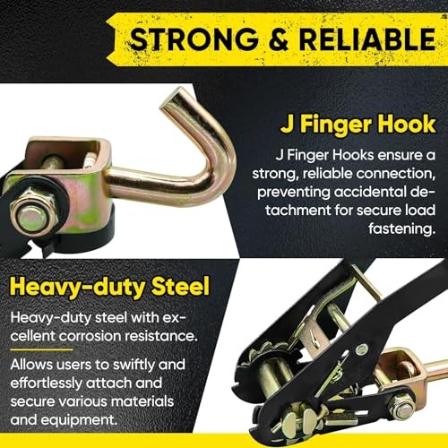 4 Pack Car Tie Down Straps for Trailers 2" x 96" - 9900LBS Break Yellow gallery