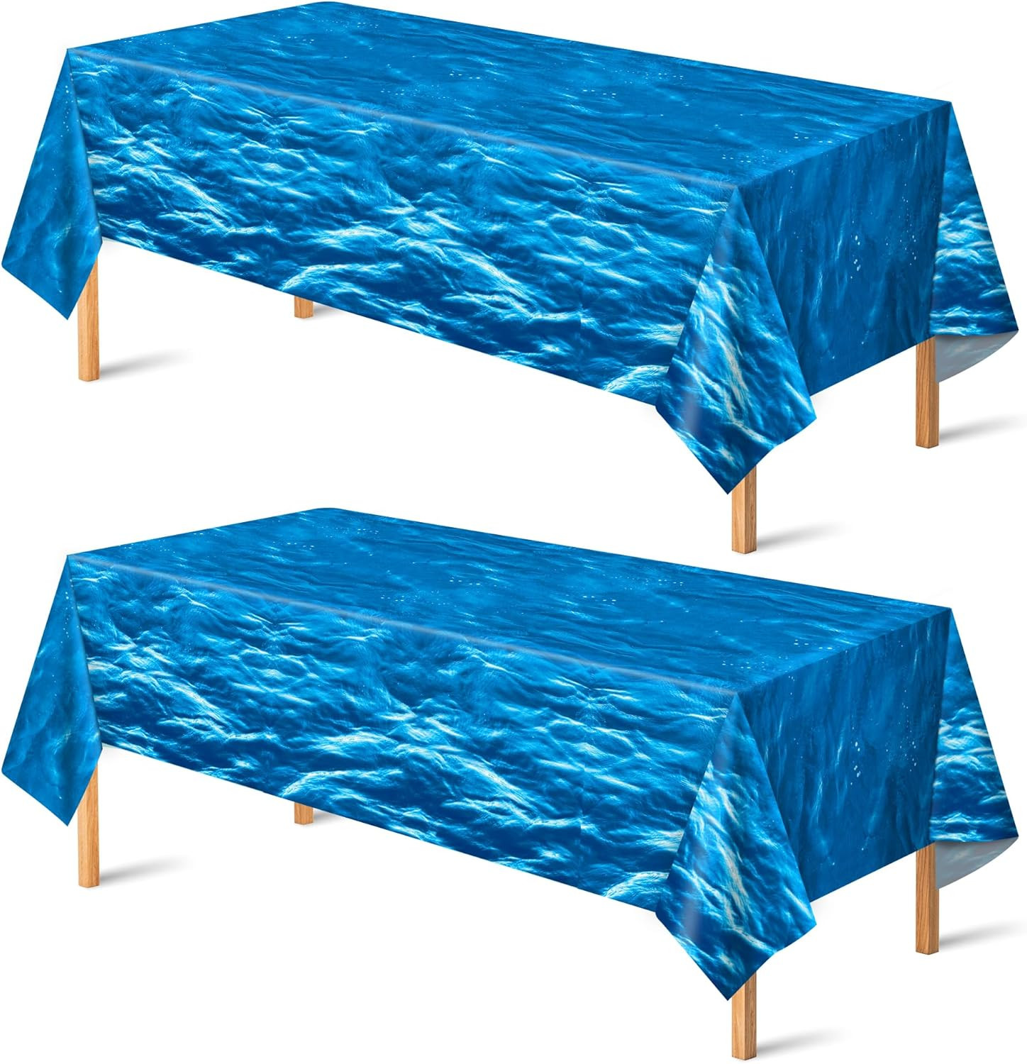 2 Pack Beach Party Decorations - Ocean Waves Plastic Tablecloth for Pool Party D gallery