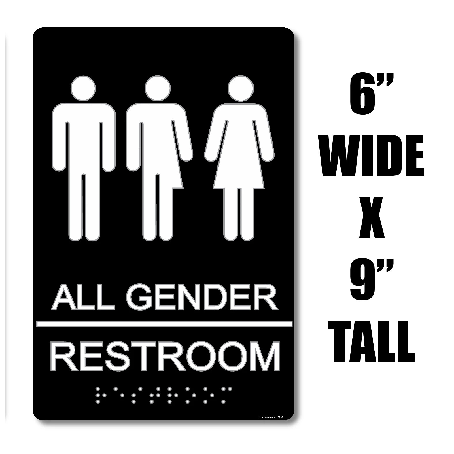 ADA Compliant “All Gender" Non Gender Specific Unisex Restroom / Bathroom Sign gallery
