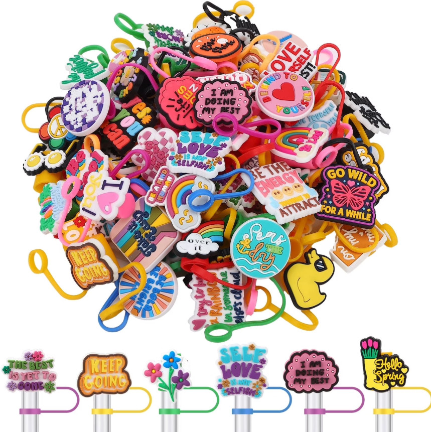 75pcs Silicone Straw Covers 10mm Dust-Proof Reusable Toppers 30/40oz Cups gallery