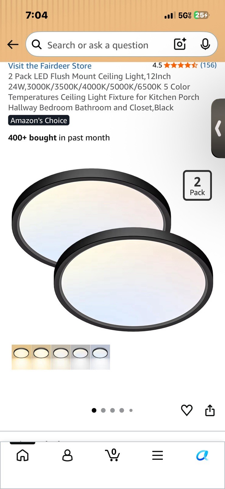 2 Pack LED Flush Mount Ceiling Light,12Inch 24W,3000K/3500K/4000K/5000K/6500K... gallery