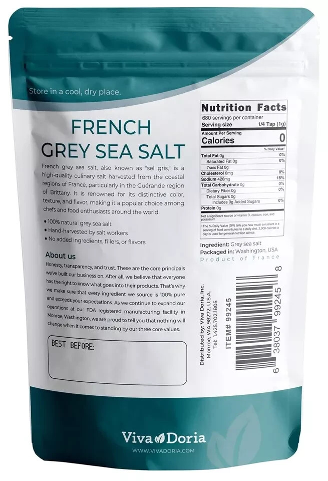 Light Grey Celtic Sea Salt (No Additives) Resealable Bag 1.5LB and Other Sizes gallery