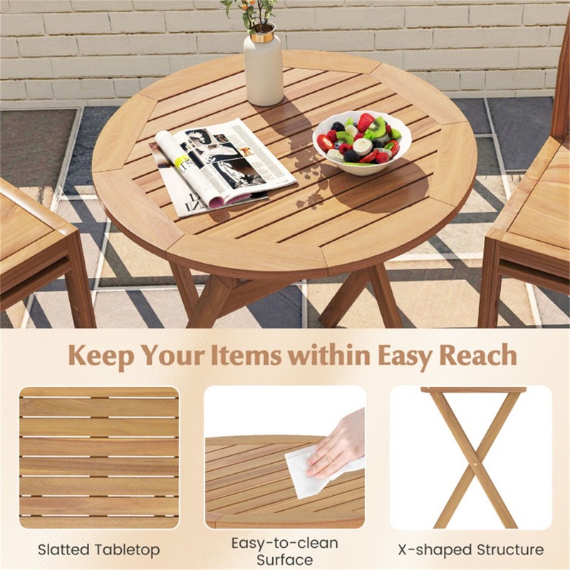 Solid Acacia Wood Foldable Round Side Table 180 LBS Weight Capacity End Table gallery