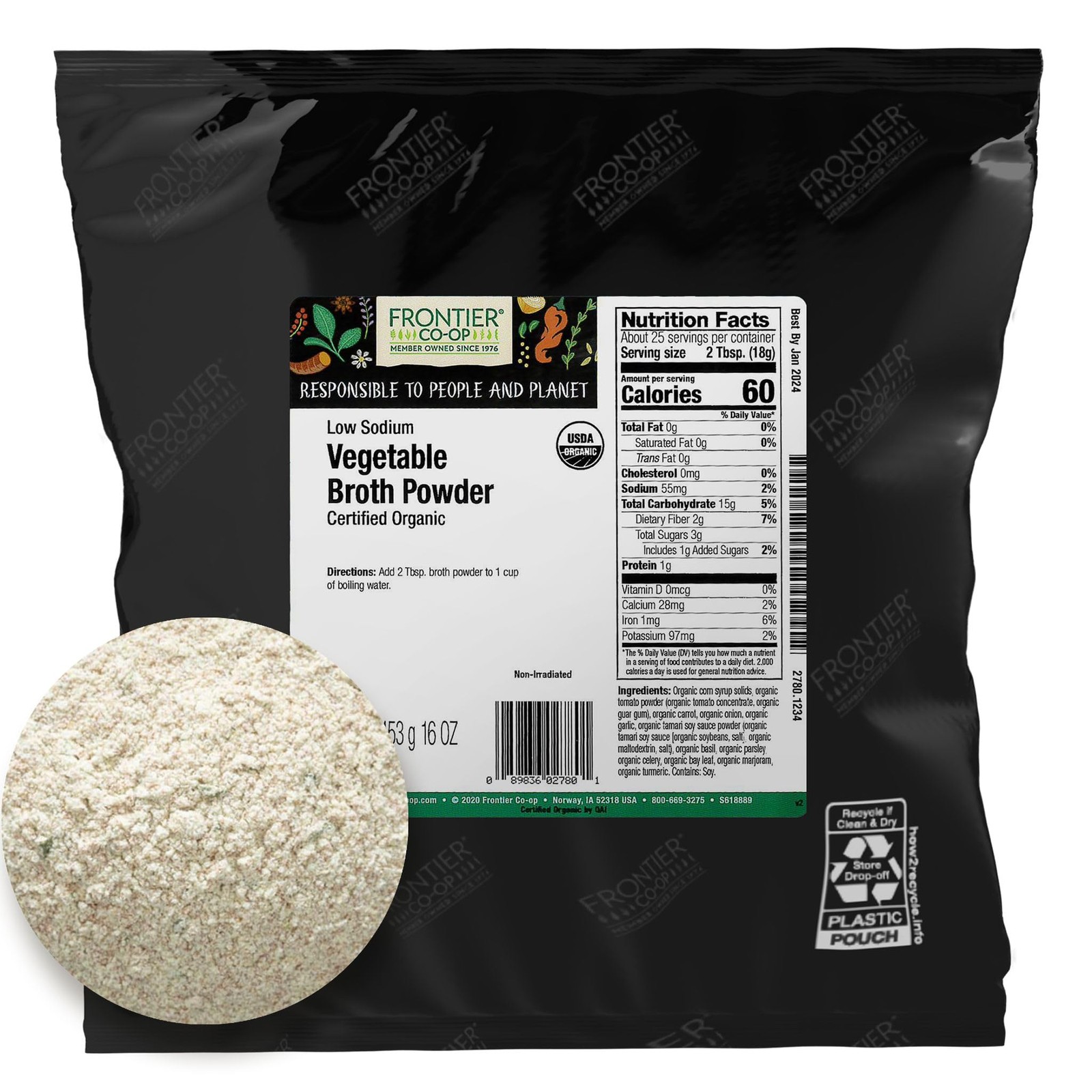 Frontier Co-op Organic Vegetable Broth Powder Low Sodium 453g Bulk Bag gallery