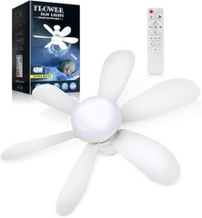 Ceiling Fans Socket Fan Light Remote Control Dimmable Screw In Flower LED Lights
