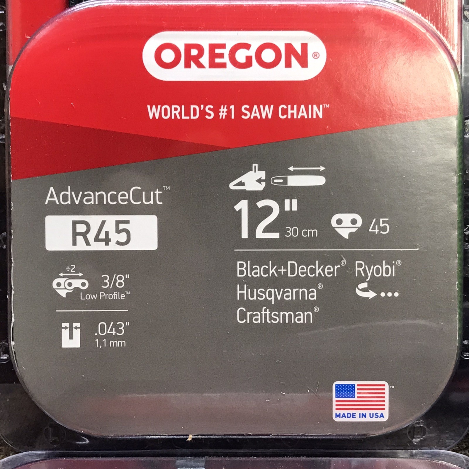 Oregon AdvanceCut R45 12-inch (30cm) Saw Chain 45 Links 3/8" .043" *Lot Of (5)* gallery