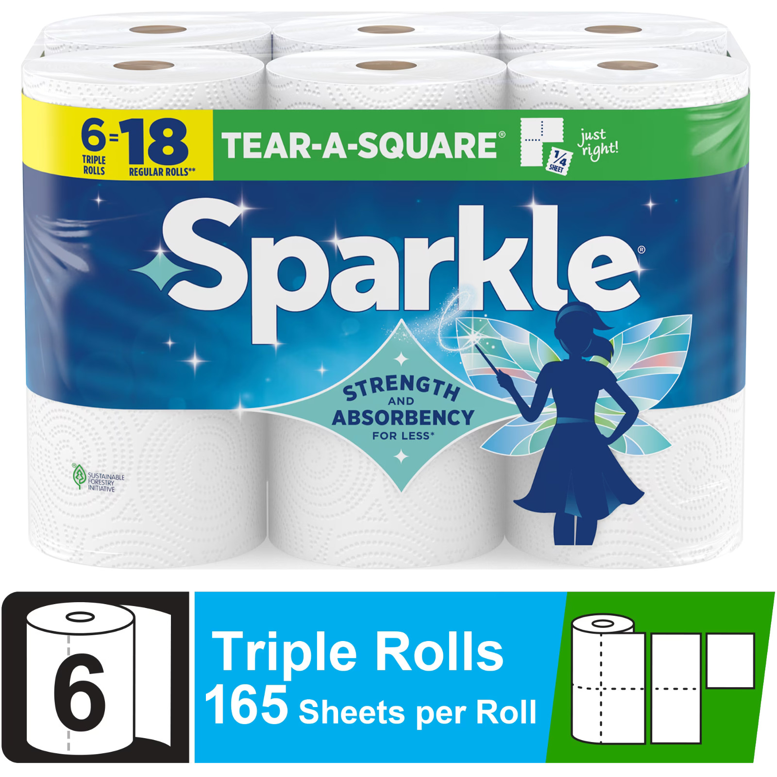 Sparkle Tear-a-Square Paper Towels, 6 Triple Rolls free shipping gallery