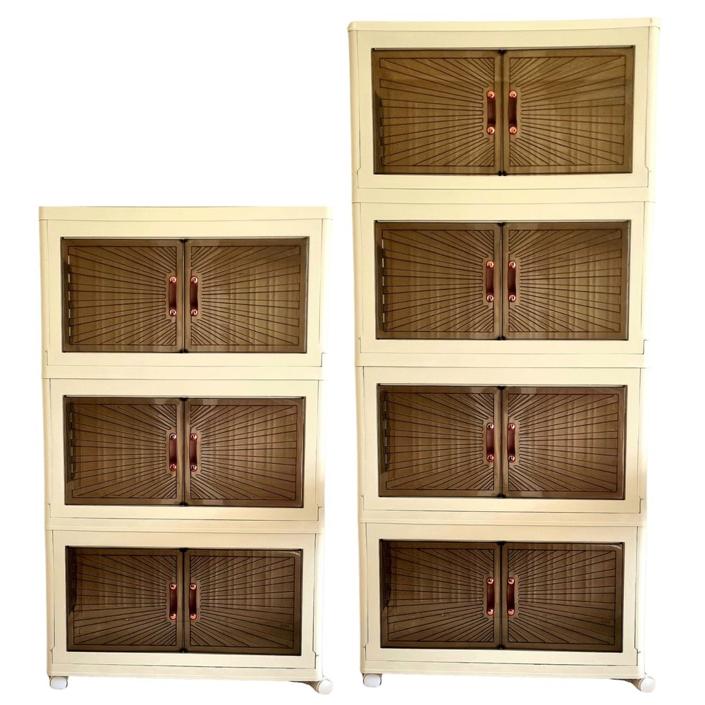 Extra Large Foldable Storage Cabinet with Doors, Stackable Organizer Boxes