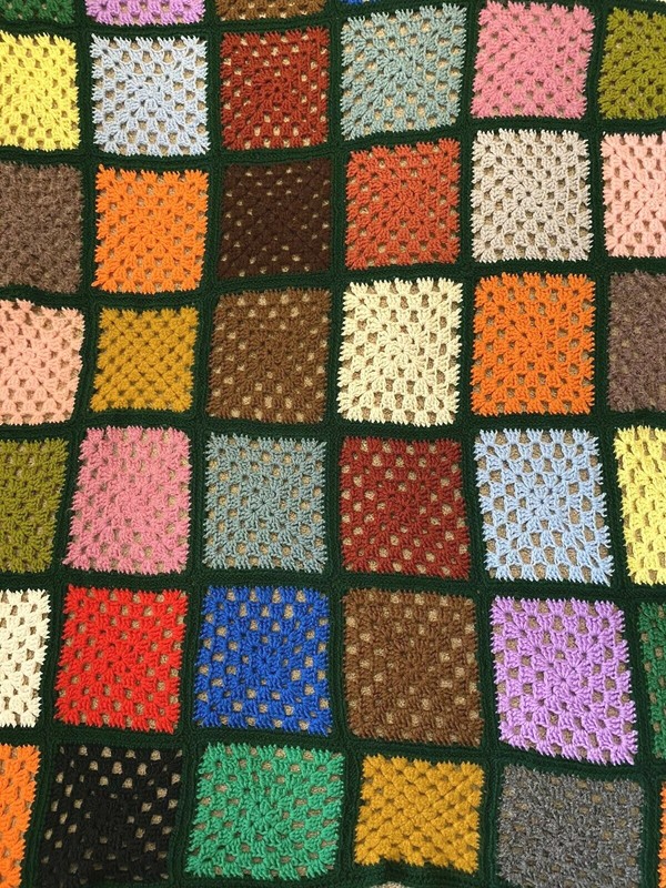 Granny Square Handmade Sofa Throw Afghan Jewel Tone Couch Crochet Fall Autumn gallery