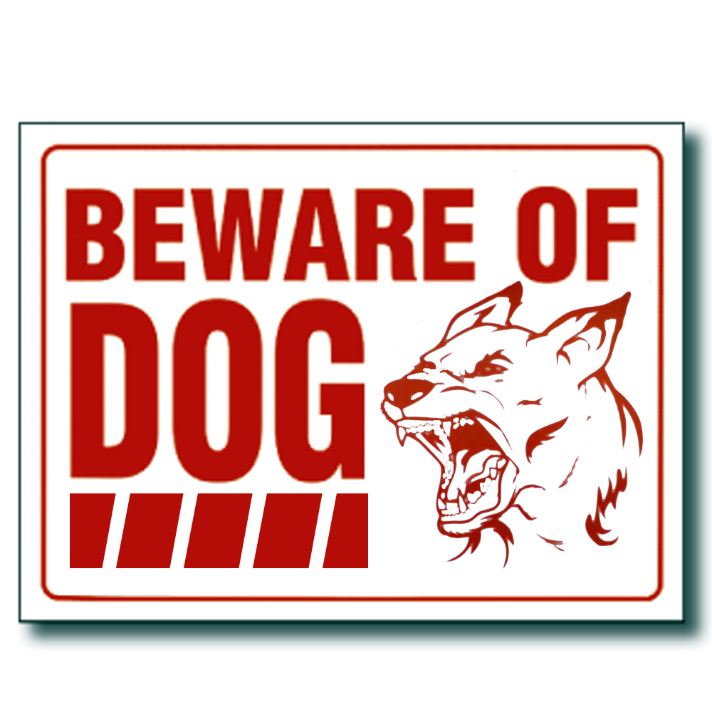 5 Pcs 9 x 12 Inch Red & White Flexible Plastic " Beware of Dog " Sign gallery