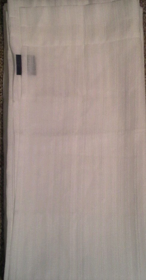 Apt 9 White Sheer One Window Panel Curtain ~ 42x84 ~ White Striped Embroidered