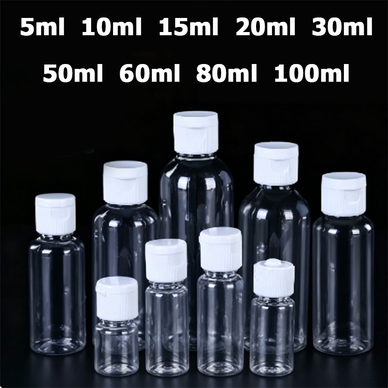 10-100ml Plastic Bottles with Flip Top Caps Refillable Liquid Containers Travel gallery
