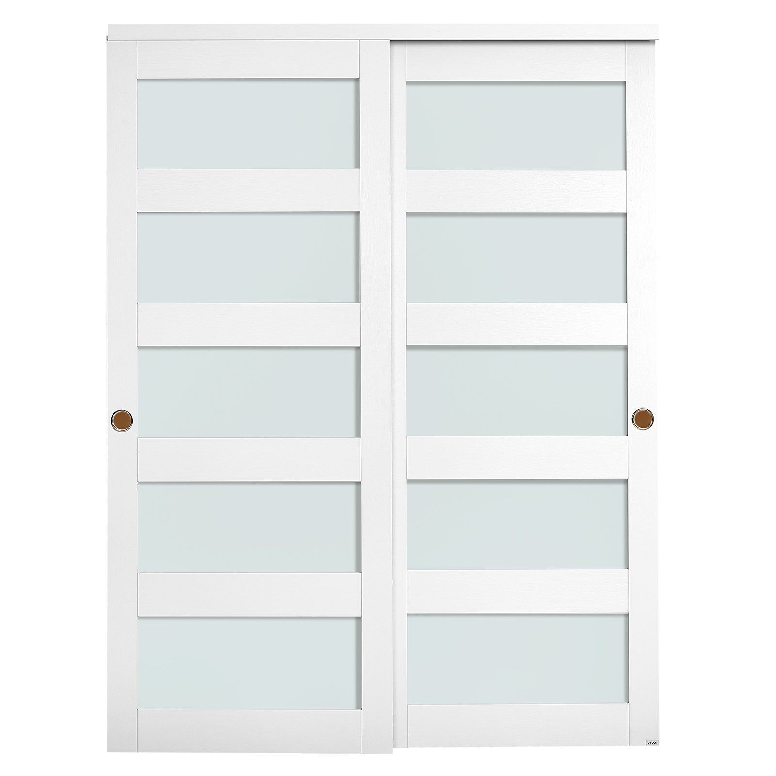 60" Bypass Sliding Doors, Water-Proof PVC Surface, Tempered Frosted Glass gallery
