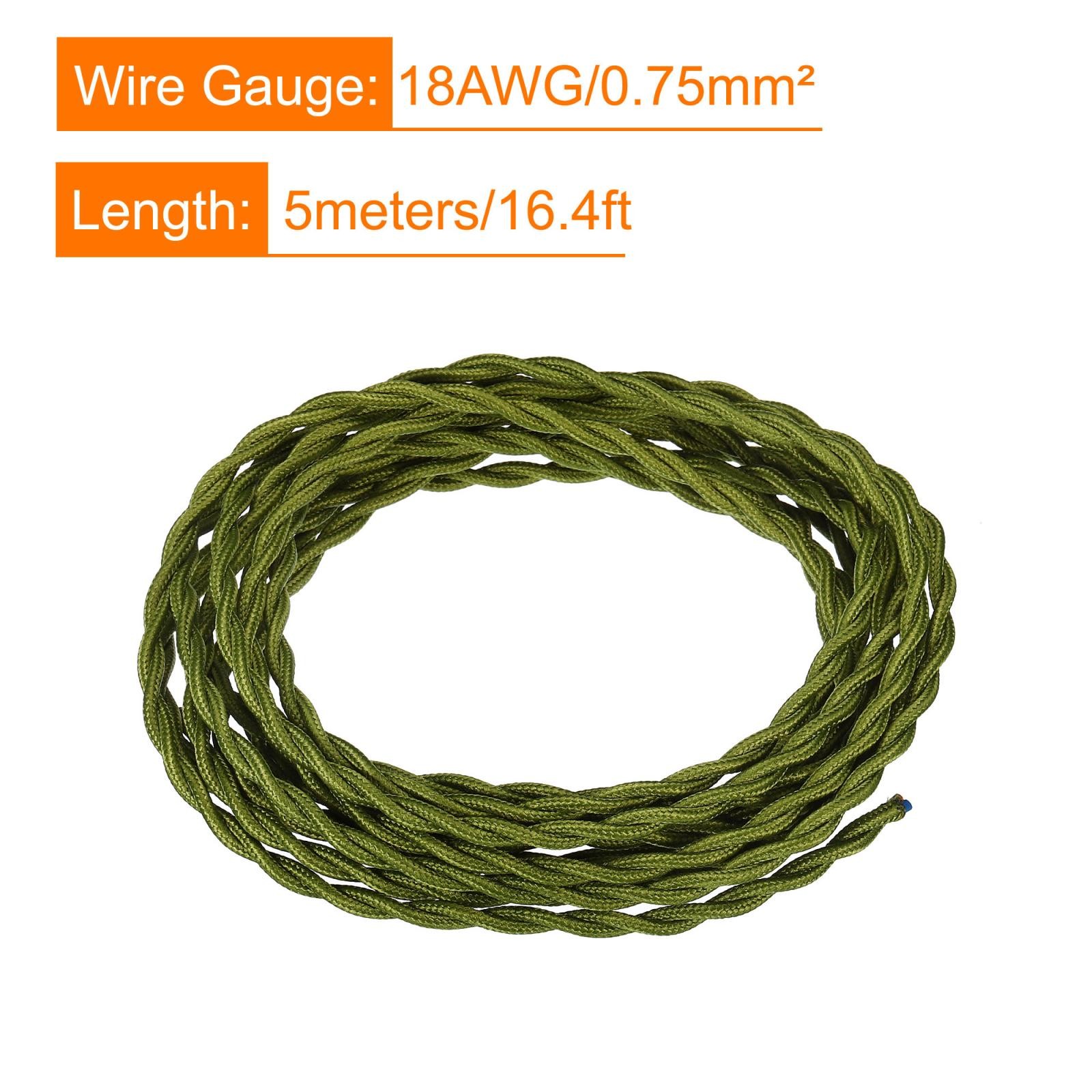 Twisted Cloth Covered Wire 2 Core 18AWG 5m/16.4ft,Electrical Cable,Green gallery