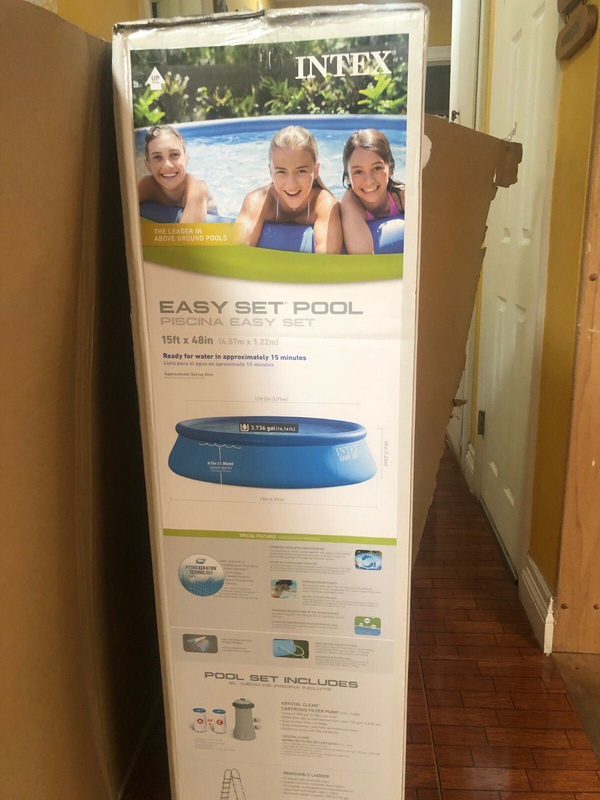 Intex 15' x 48" Inflatable Easy Set Above Ground Swimming Pool w/ Ladder & Pump gallery