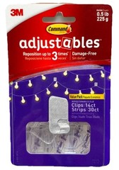 3M Command Adjustables 14 Clips With 30 Strips, Holds 0.5 Lb {19}