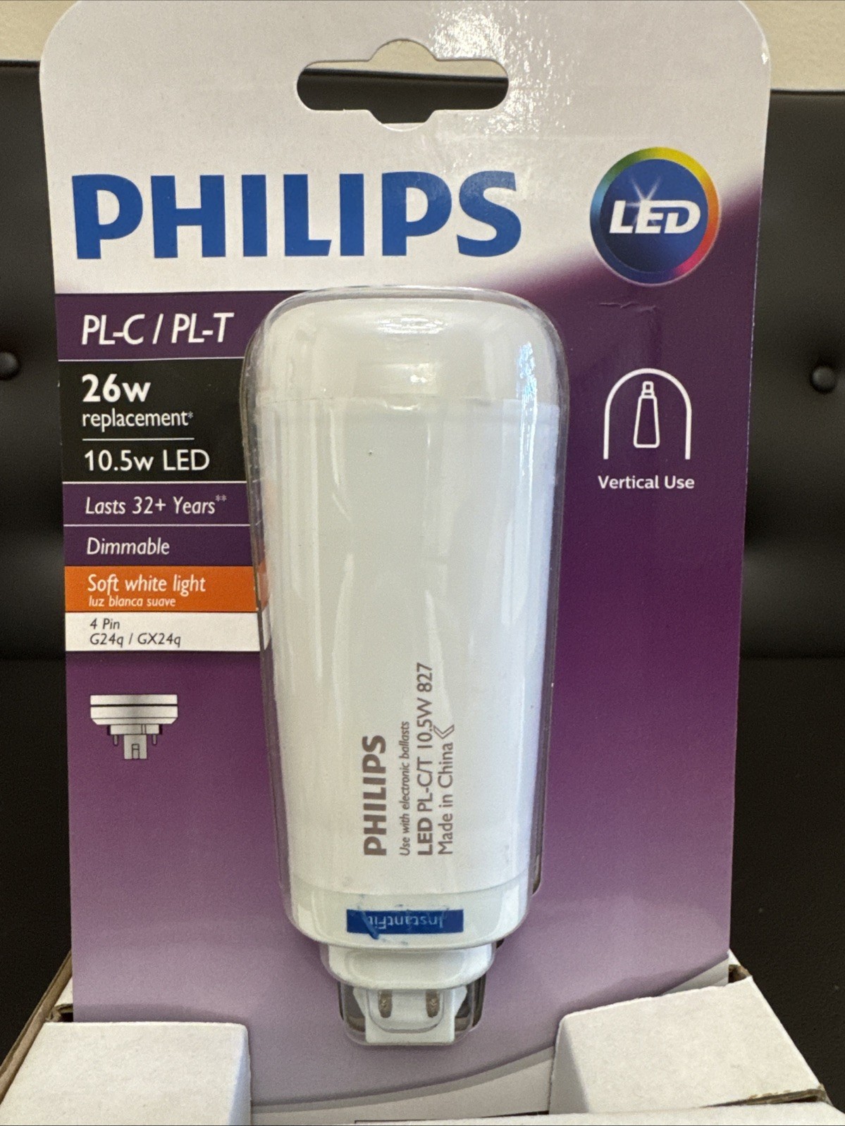 6 Philips LED Frosted Dimmable PL-C CFL Replacement Bulbs 1200 Lumen G24q 4 Pin gallery