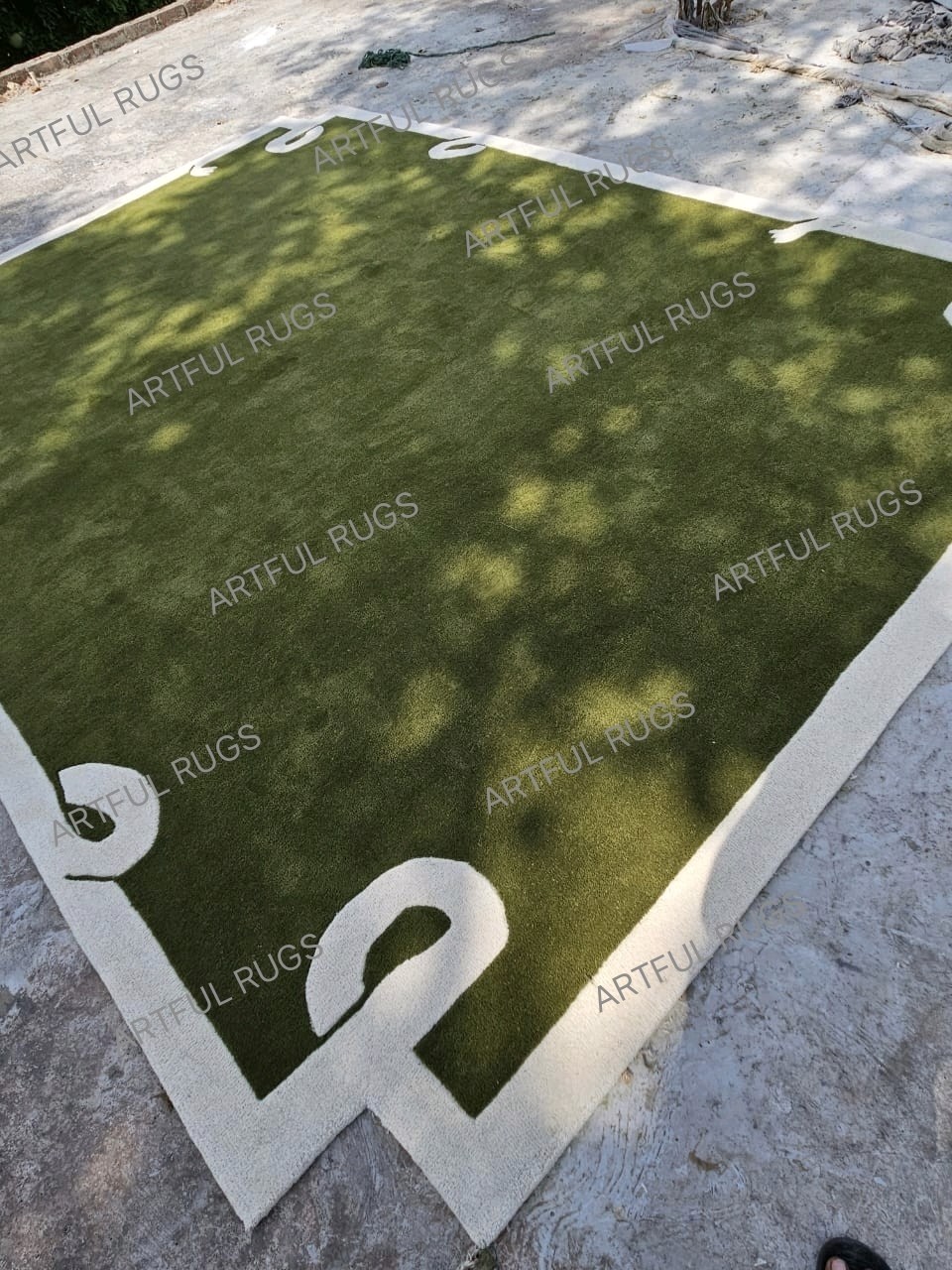 Hand Tufted Wool Rug, Nordic Knots Design, Handmade Green Area Rug 5×7 ft gallery