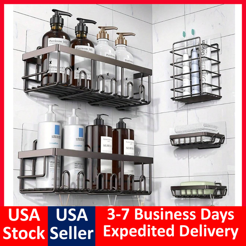 5 Pack Shower Caddy Adhesive Shower Organizer for Bathroom Storage & Kitchen gallery