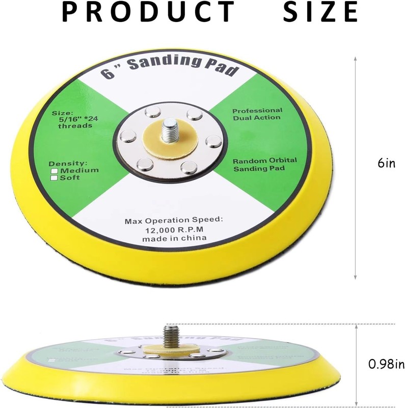 6" PSA DA Sander Backing Plate Pad, Flexible, Dual-Action Random Orbital Sanding gallery