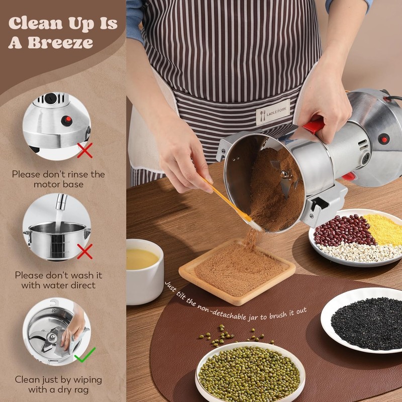 Grain Mill Grinder Electric 150g Commercial Spice Grinder 850W Stainless Stee... gallery