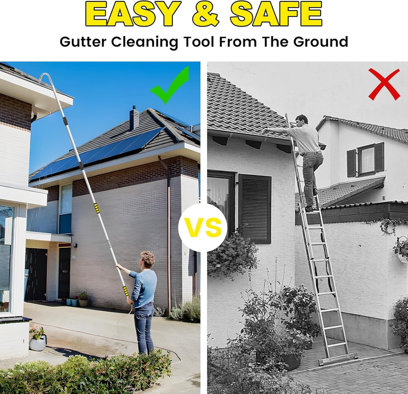 20FT Reach Gutter Cleaning Tools from the Ground, Telescopic Gutter Cleaner Tool gallery