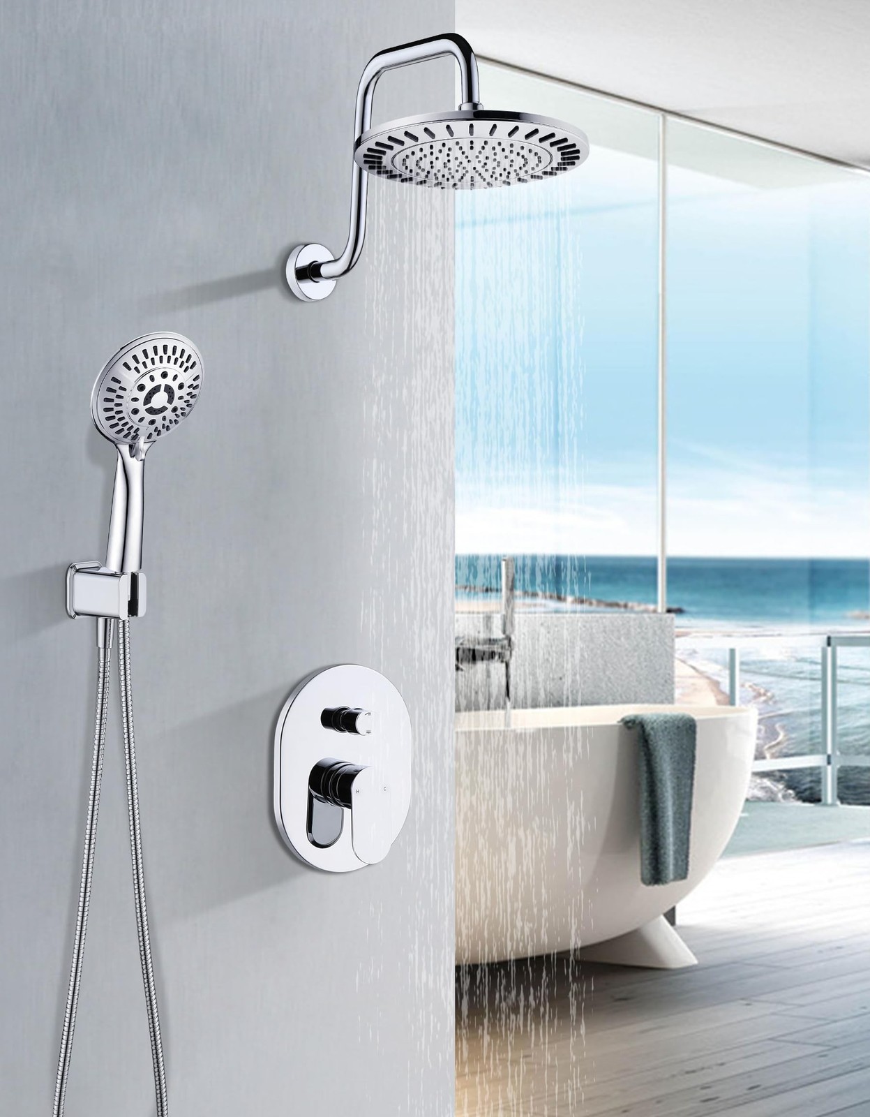 BRIGHT SHOWERS Shower Faucet Set, Shower System with Shower Valve Trim Kit, D... gallery