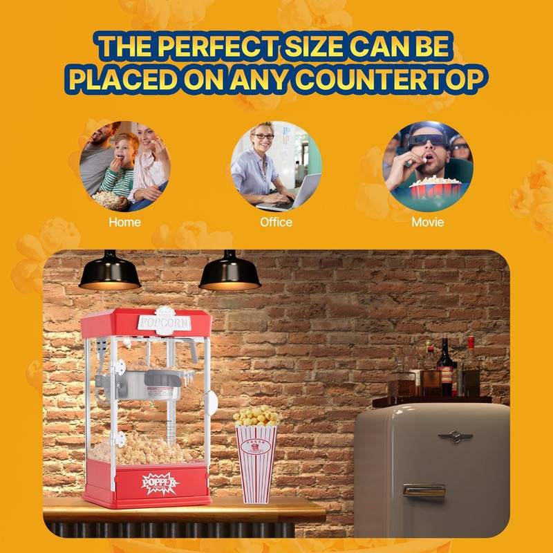 Popcorn Popper Machine Tabletop Popcorn Maker 480W 4 Oz Red gallery