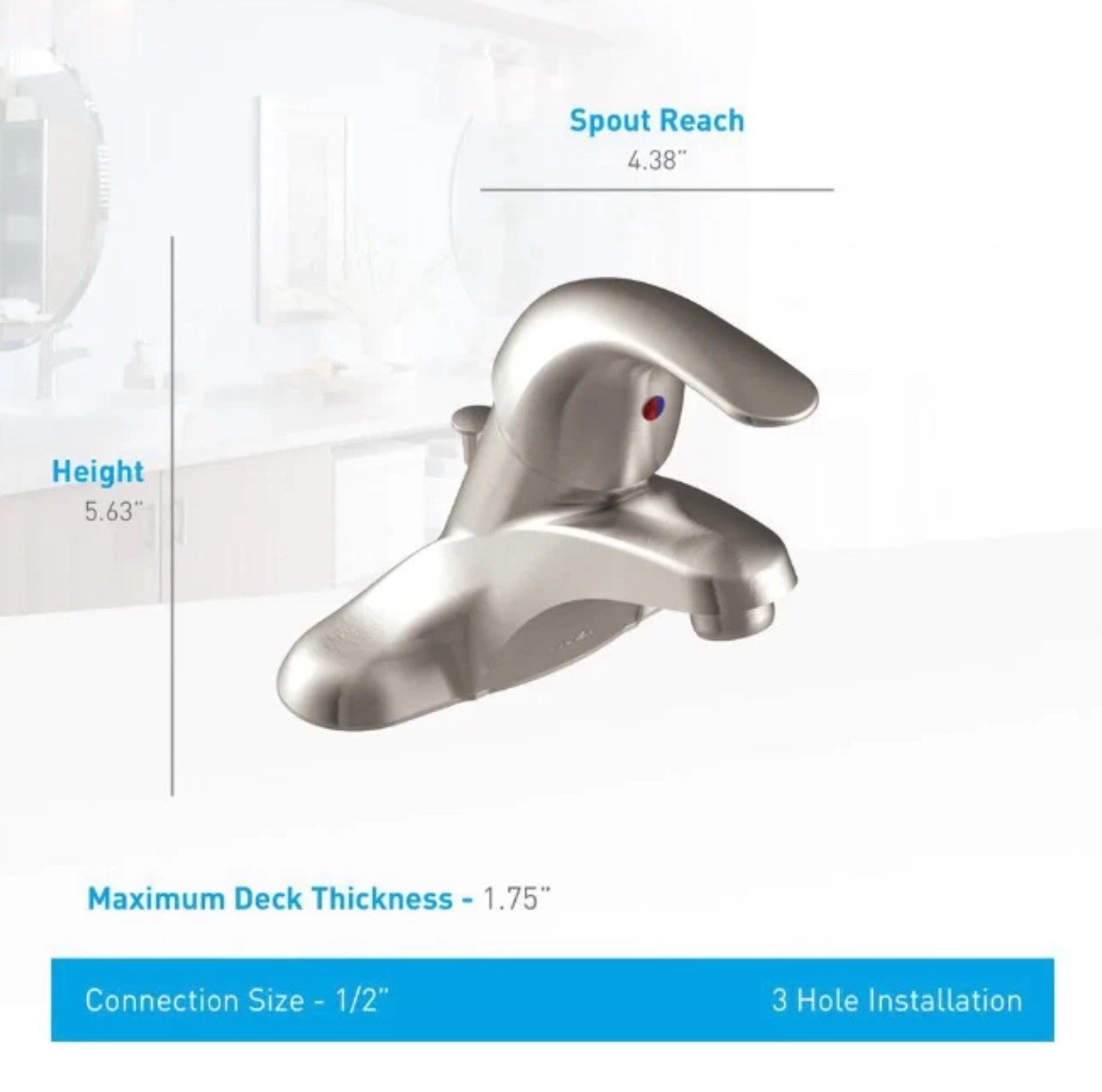 MOEN Adler 4-Inch Single Handle Bathroom Faucet Brushed Nickel WSL84502SRN gallery