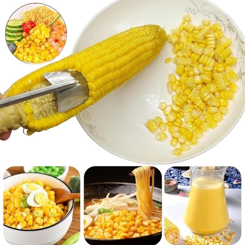 2PC Corn Peeler Stainless Steel Corn Cob Stripping Tool w/ Hook Long Handle Corn gallery