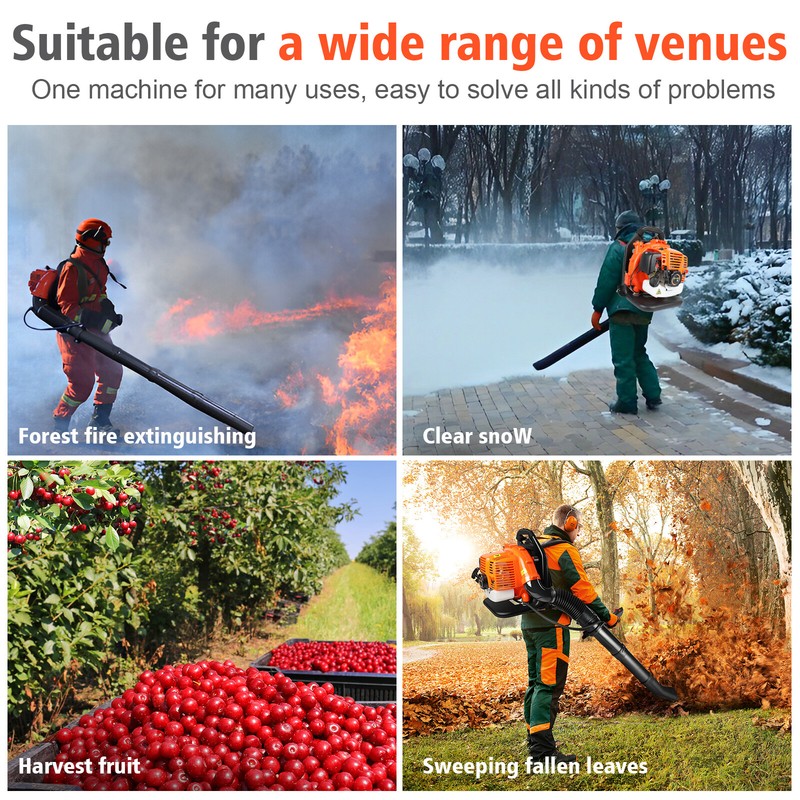 Backpack Leaf Blower Gas Powered Snow Blower 665CFM 43CC 2-Stroke 280MPH 3HP gallery